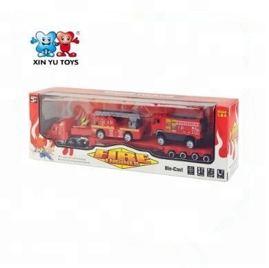 kids fire protection trailer 1/64 toy die cast metal car model for wholesale